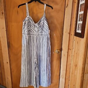 Navy and Cream Striped Jumpsuit